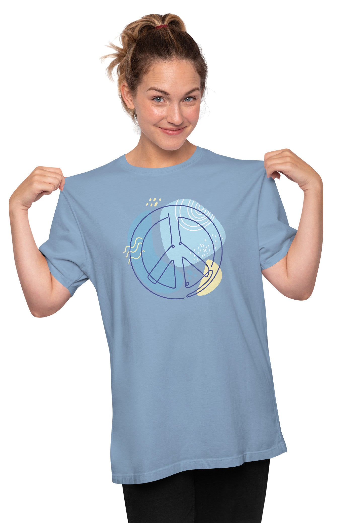 Peace Sign - Continuous Line Art Oversized Unisex T-shirt