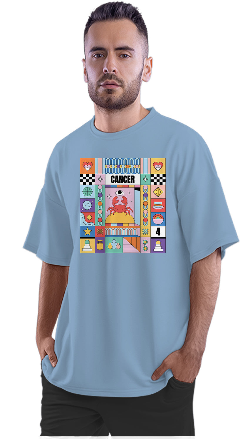 Cancer Colourful Zodiac Sign Horoscope Oversized Unisex T-shirt