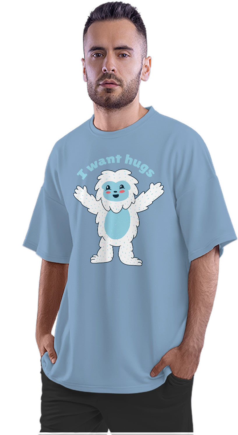 I Want Hugs Cute Sasquatch Oversized Unisex T-shirt