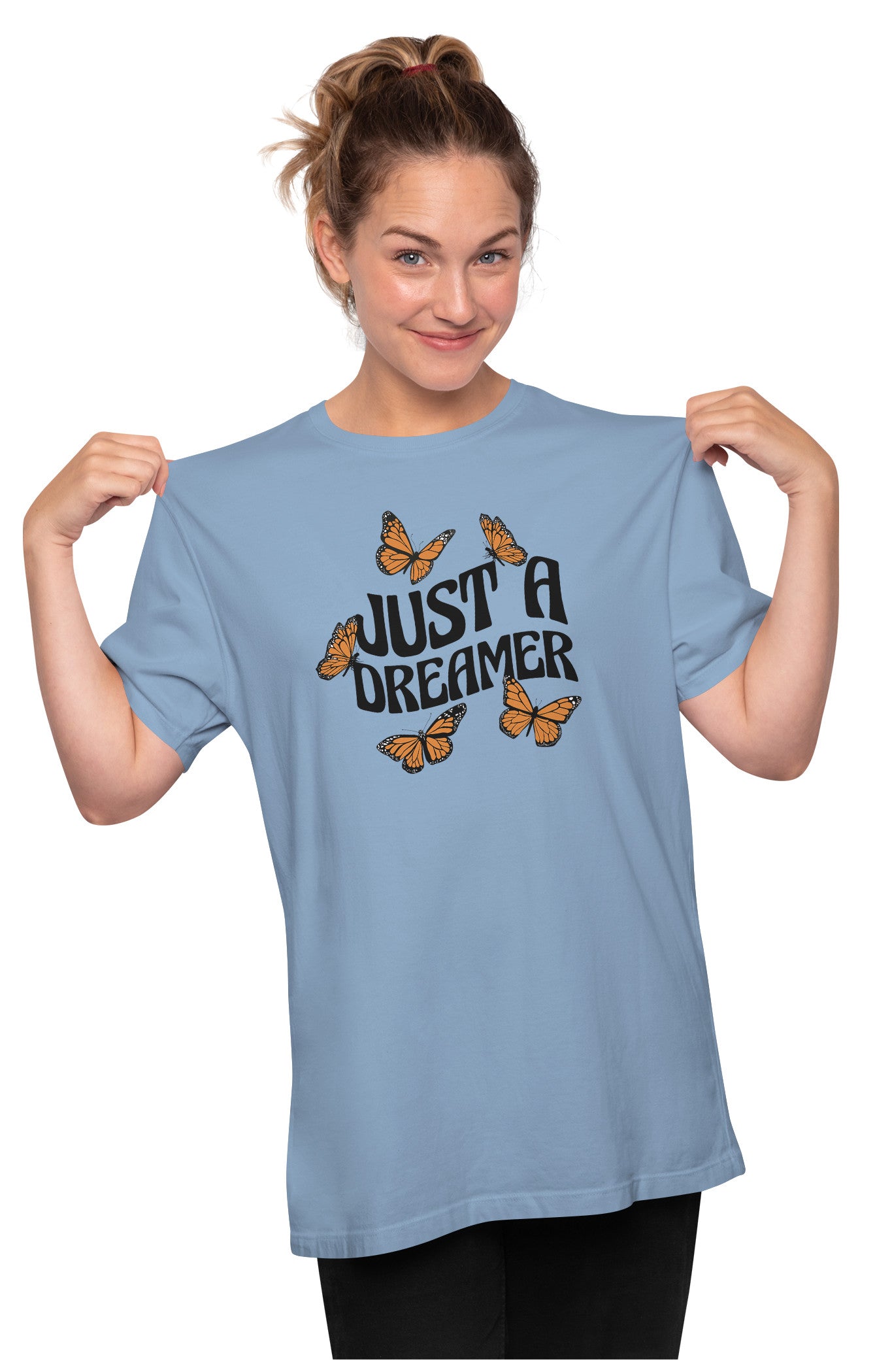 Just A Dreamer - Butterflies Lettering Oversized Unisex T-shirt