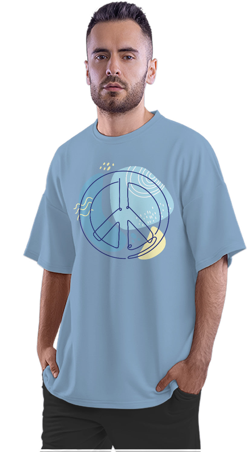 Peace Sign - Continuous Line Art Oversized Unisex T-shirt