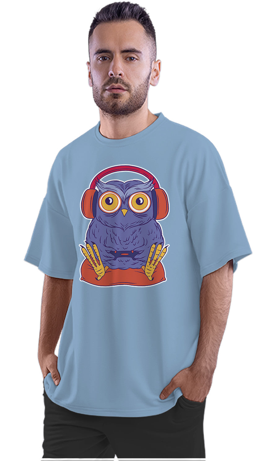 Focused Gamer Owl Oversized Unisex T-shirt