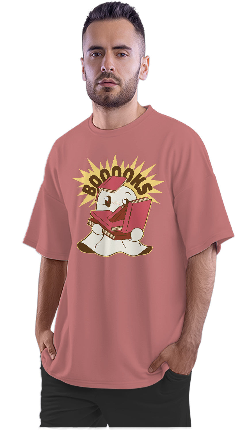 'Boooks' - Cute Ghost With Books Oversized Unisex T-shirt
