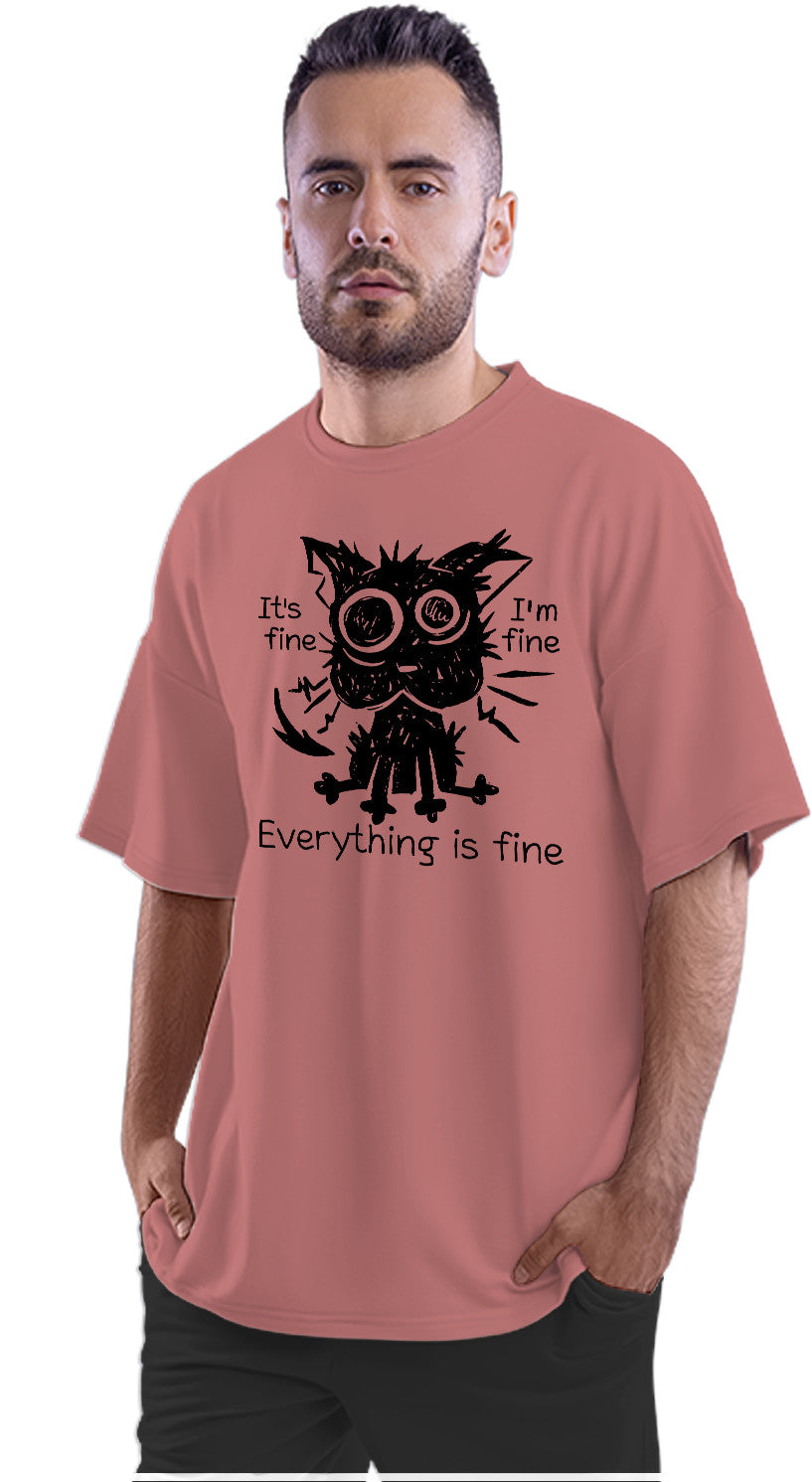 Stressed Cat - Dark Humour Oversized Unisex T-shirt