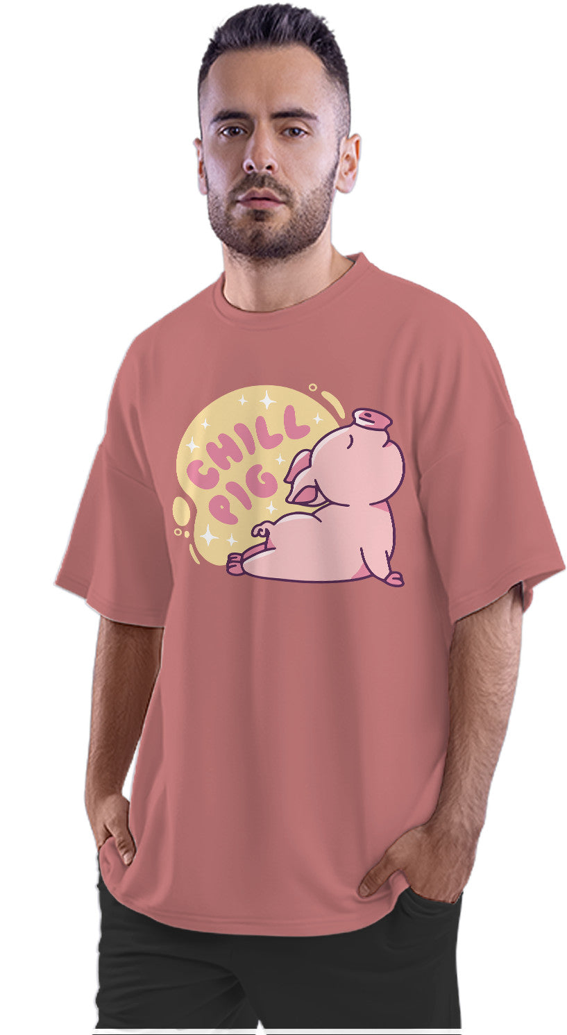 Chill Pig Doing Yoga Pose Oversized Unisex T-shirt