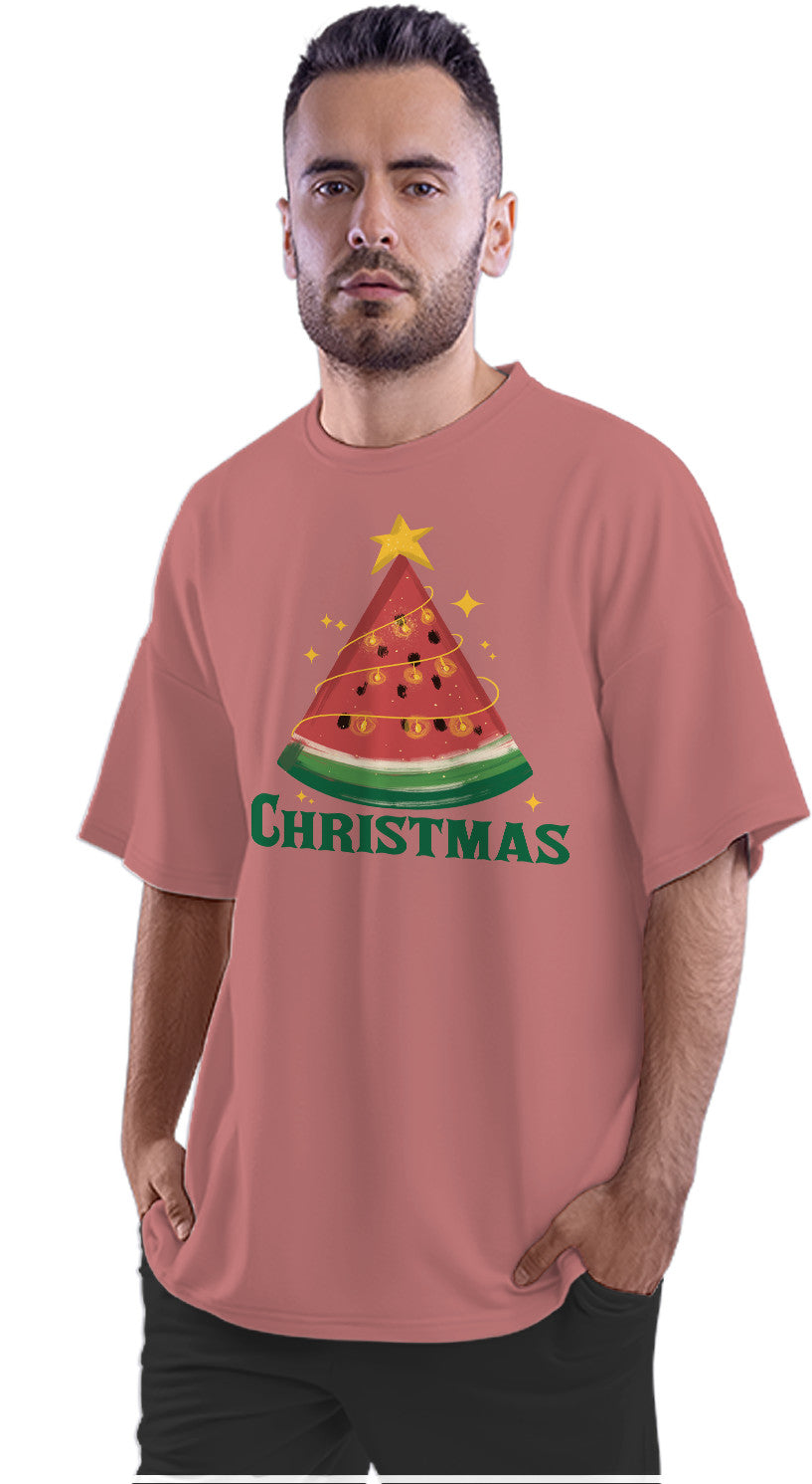 Watermelon Christmas Tree Oversized Unisex T-shirt