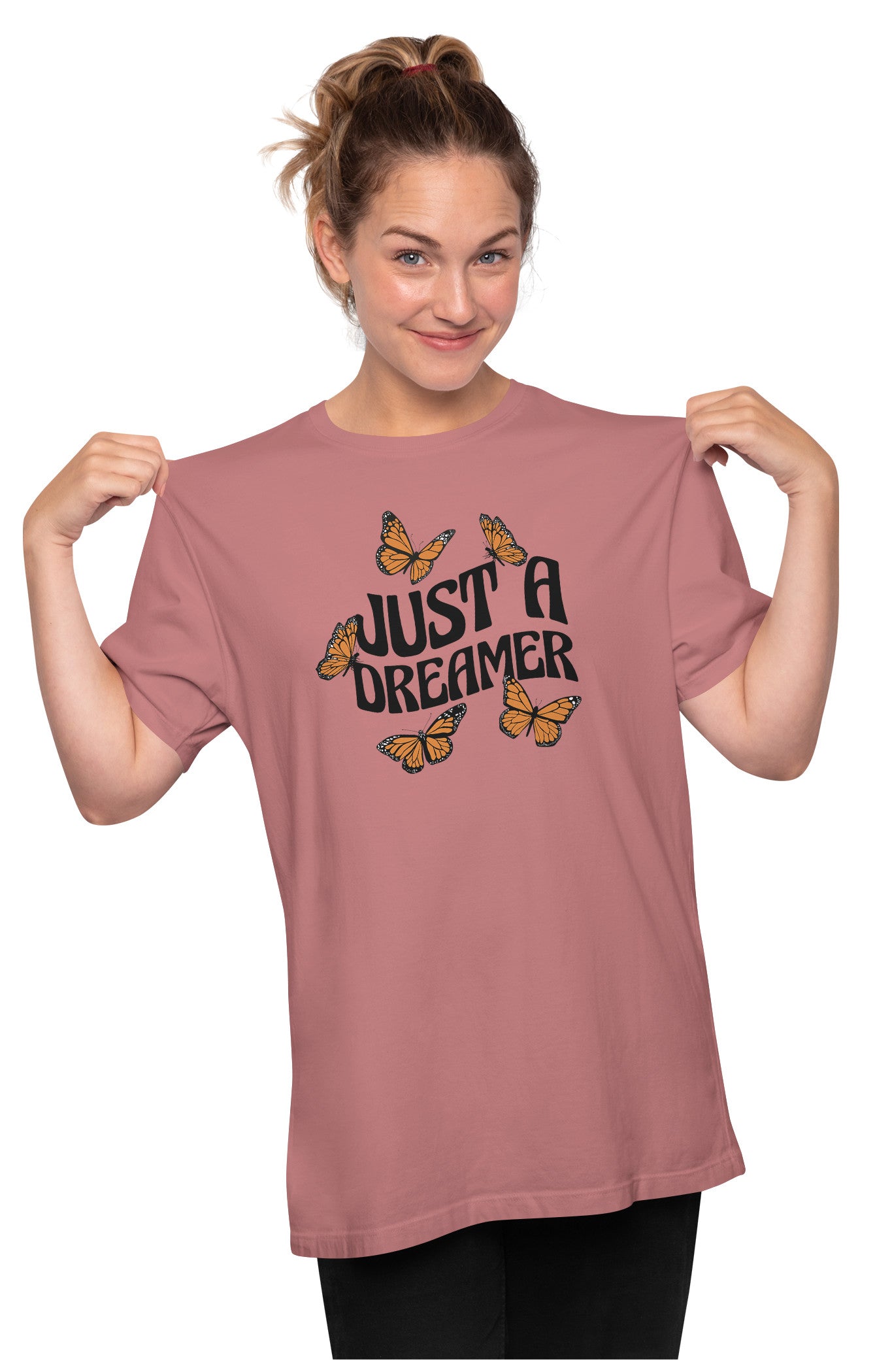 Just A Dreamer - Butterflies Lettering Oversized Unisex T-shirt