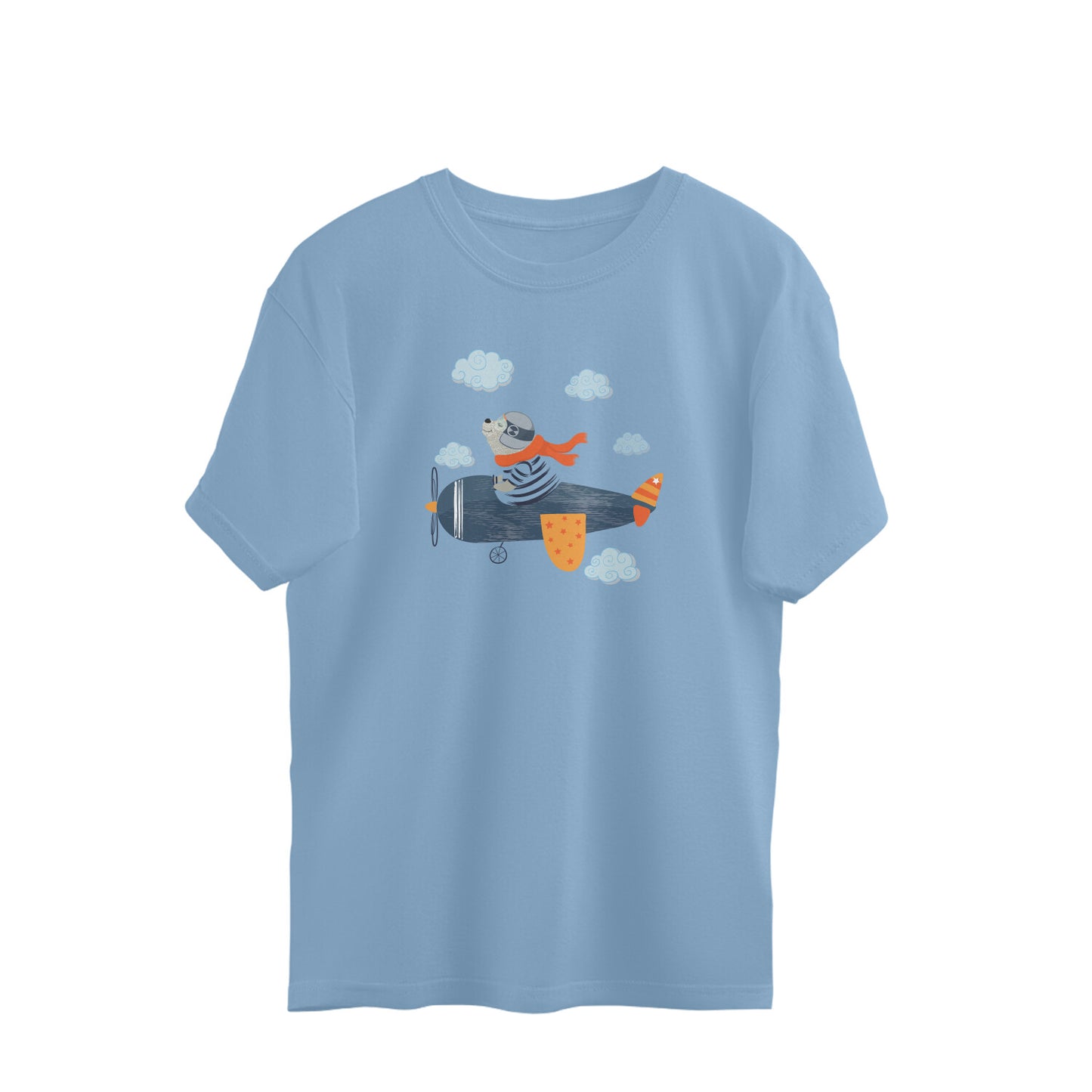 Bear Pilot Aeroplane Boys Oversized Unisex T-shirt