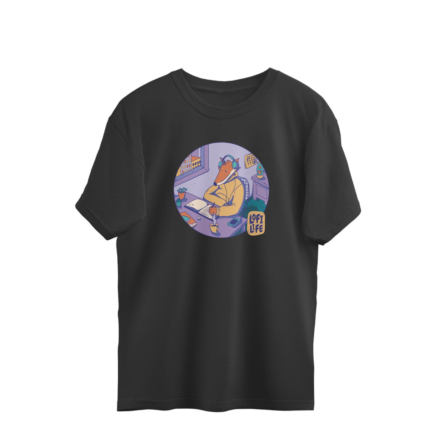 Chill Lofi Fox Oversized Unisex T-shirt