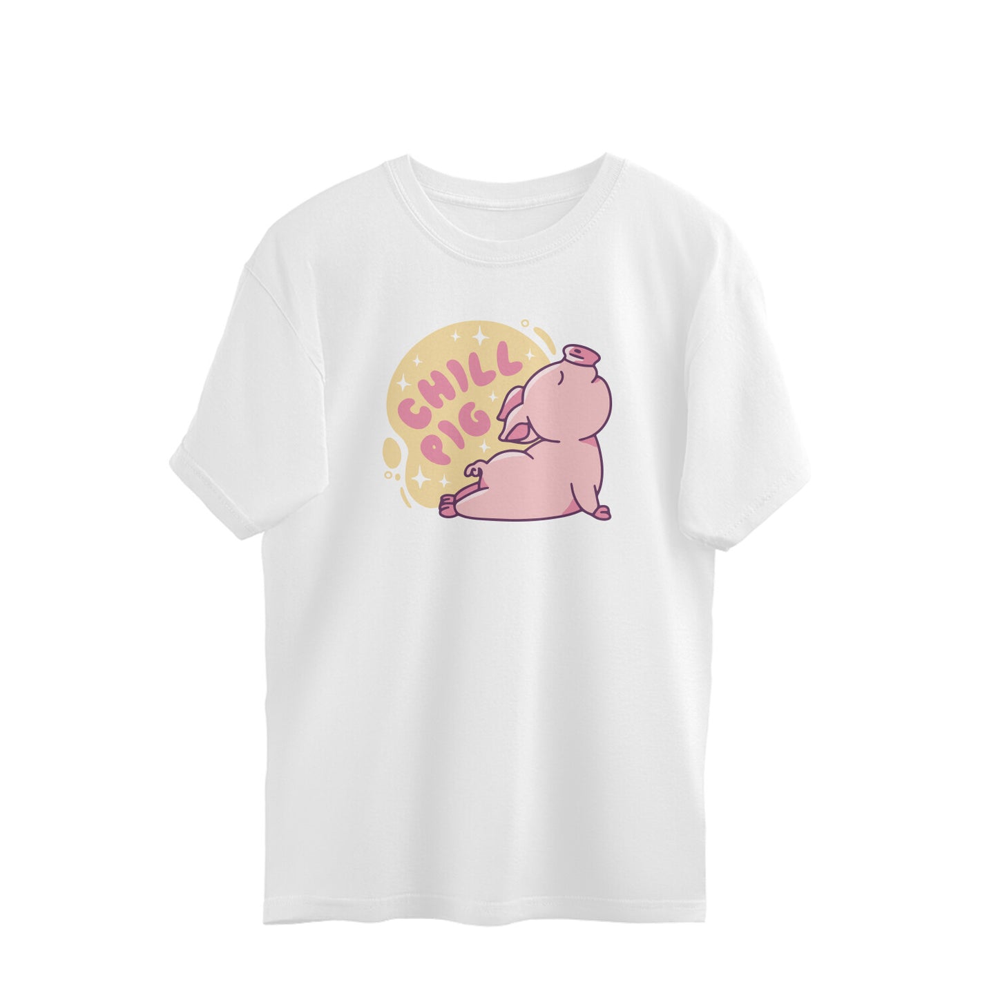 Chill Pig Doing Yoga Pose Oversized Unisex T-shirt