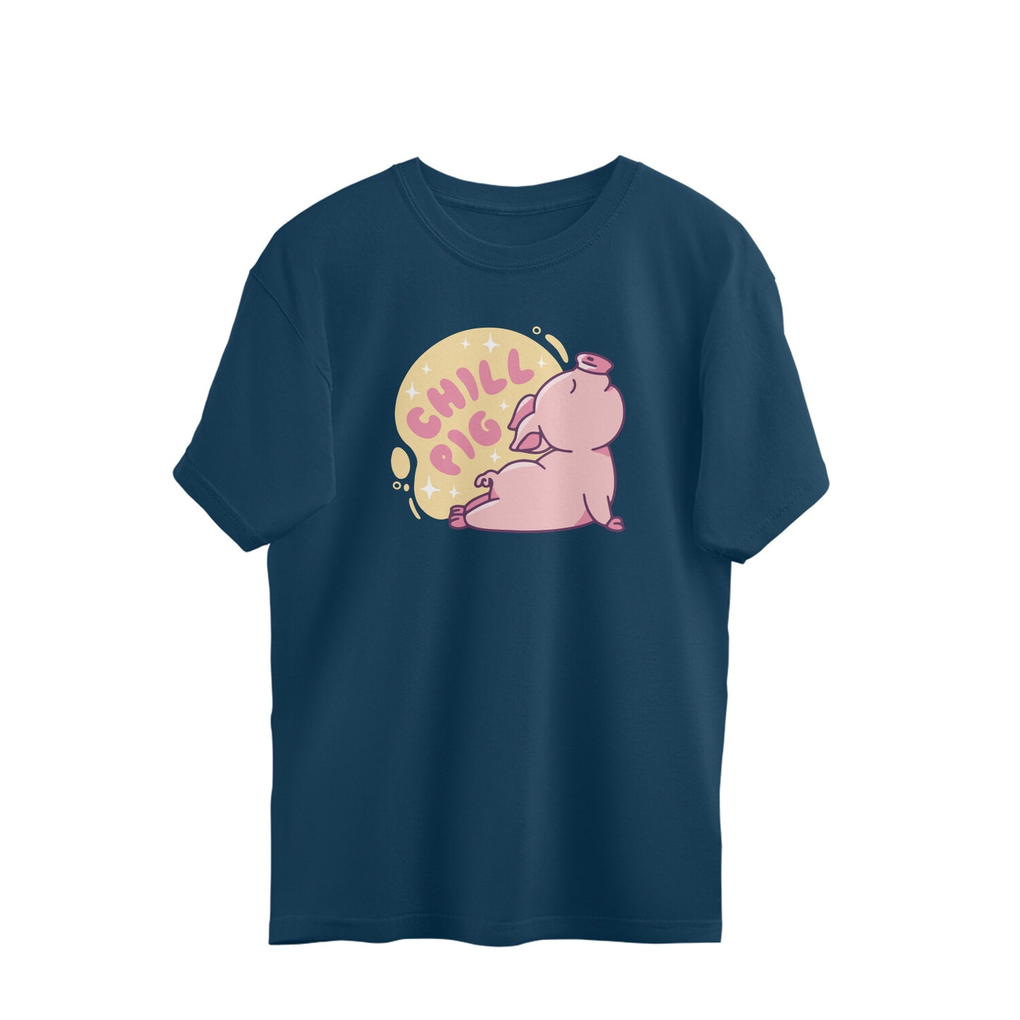 Chill Pig Doing Yoga Pose Oversized Unisex T-shirt