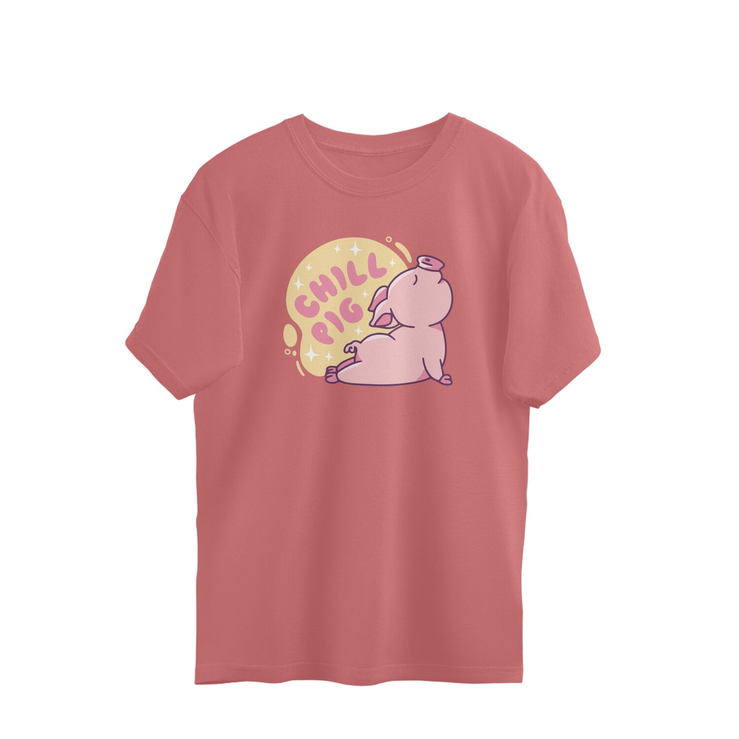 Chill Pig Doing Yoga Pose Oversized Unisex T-shirt
