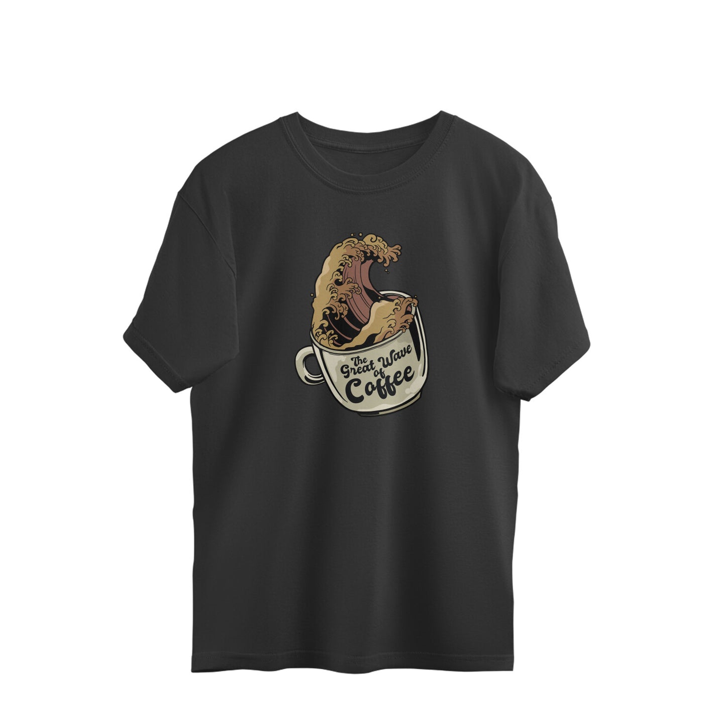 Great Wave Coffee Cup Oversized Unisex T-shirt