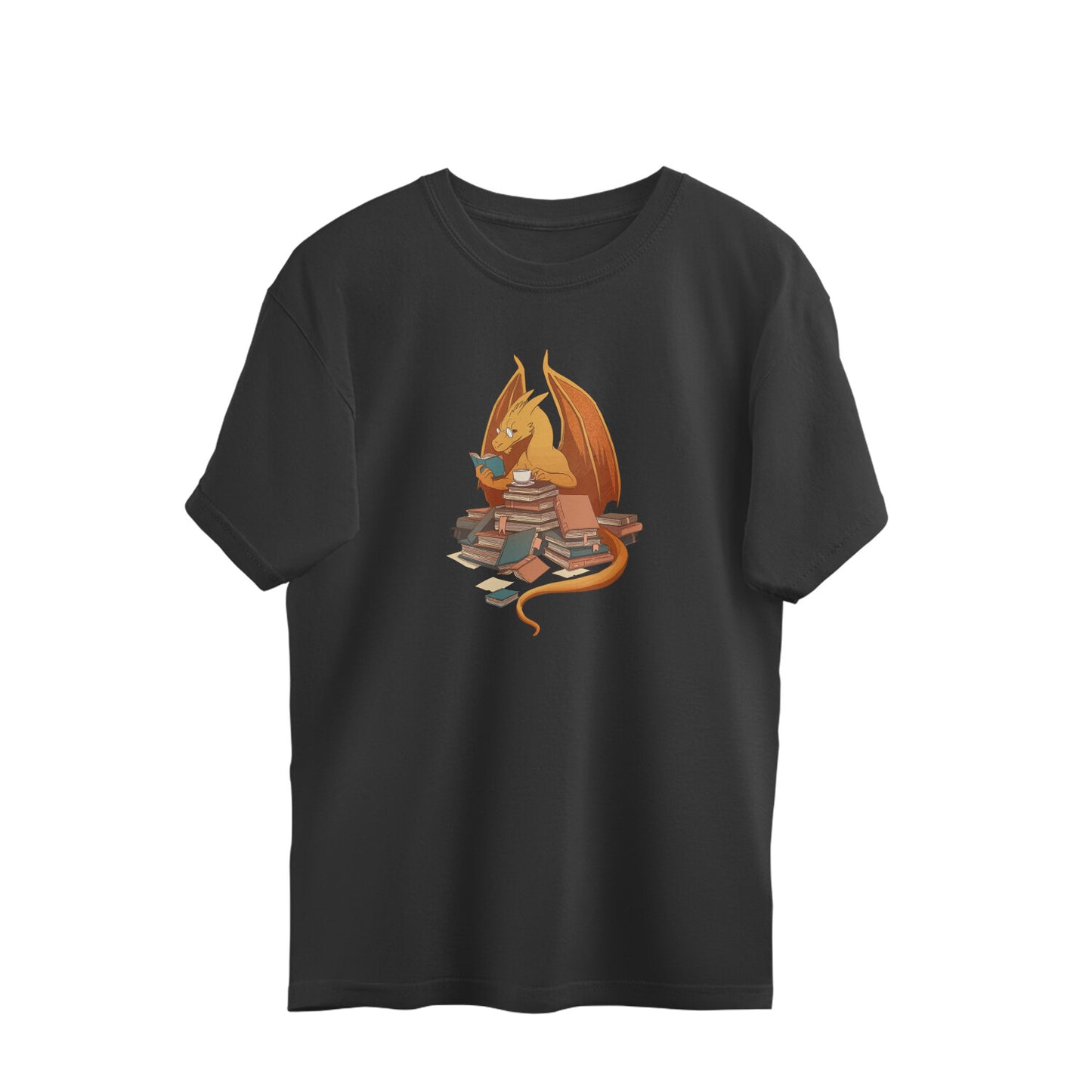 The Librarian's Horde - Dragon & Books Oversized Unisex T-shirt