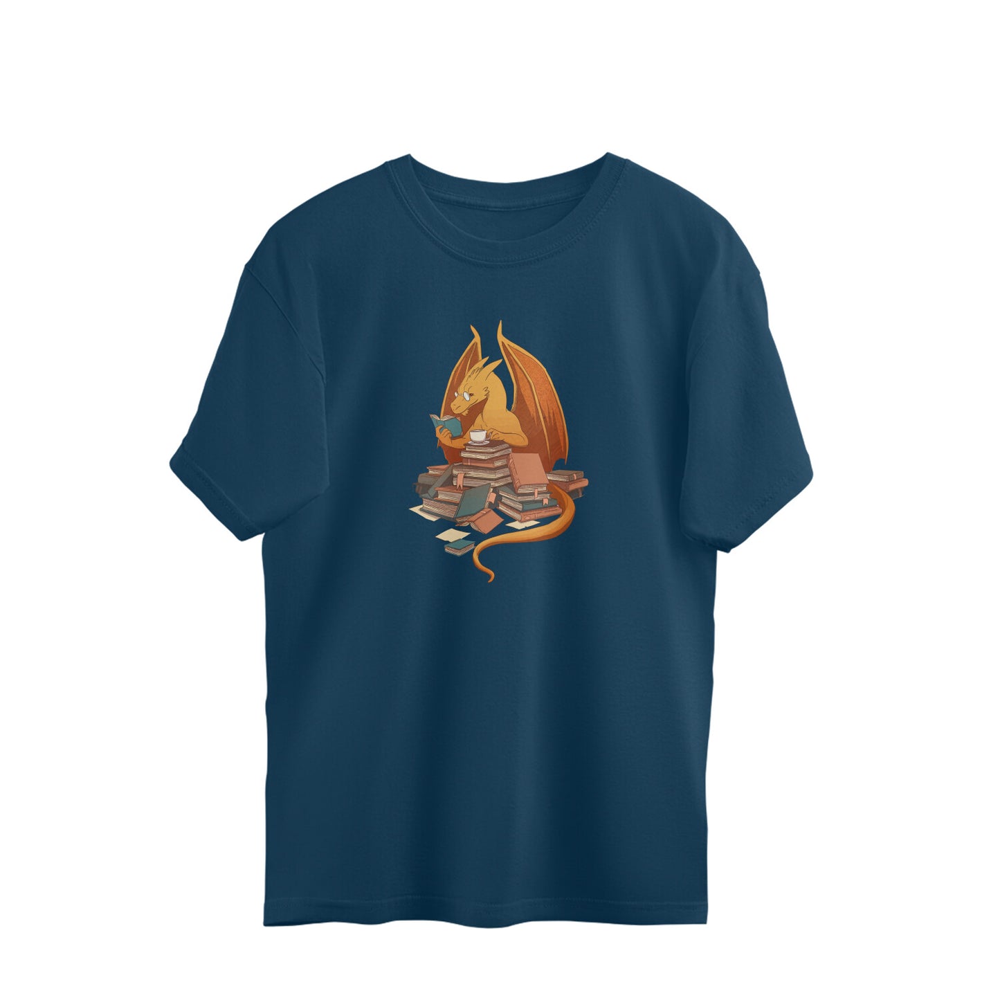 The Librarian's Horde - Dragon & Books Oversized Unisex T-shirt