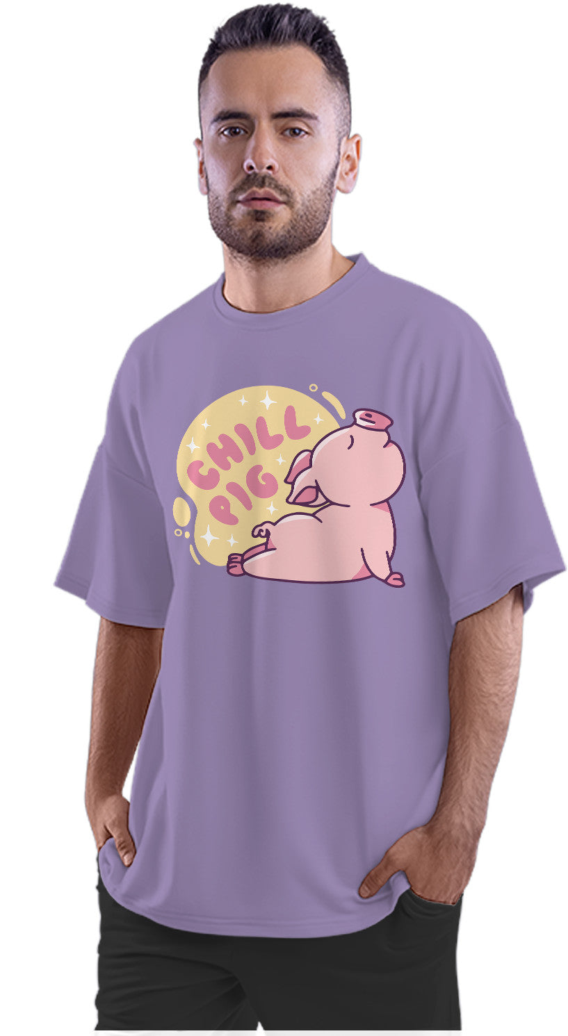 Chill Pig Doing Yoga Pose Oversized Unisex T-shirt