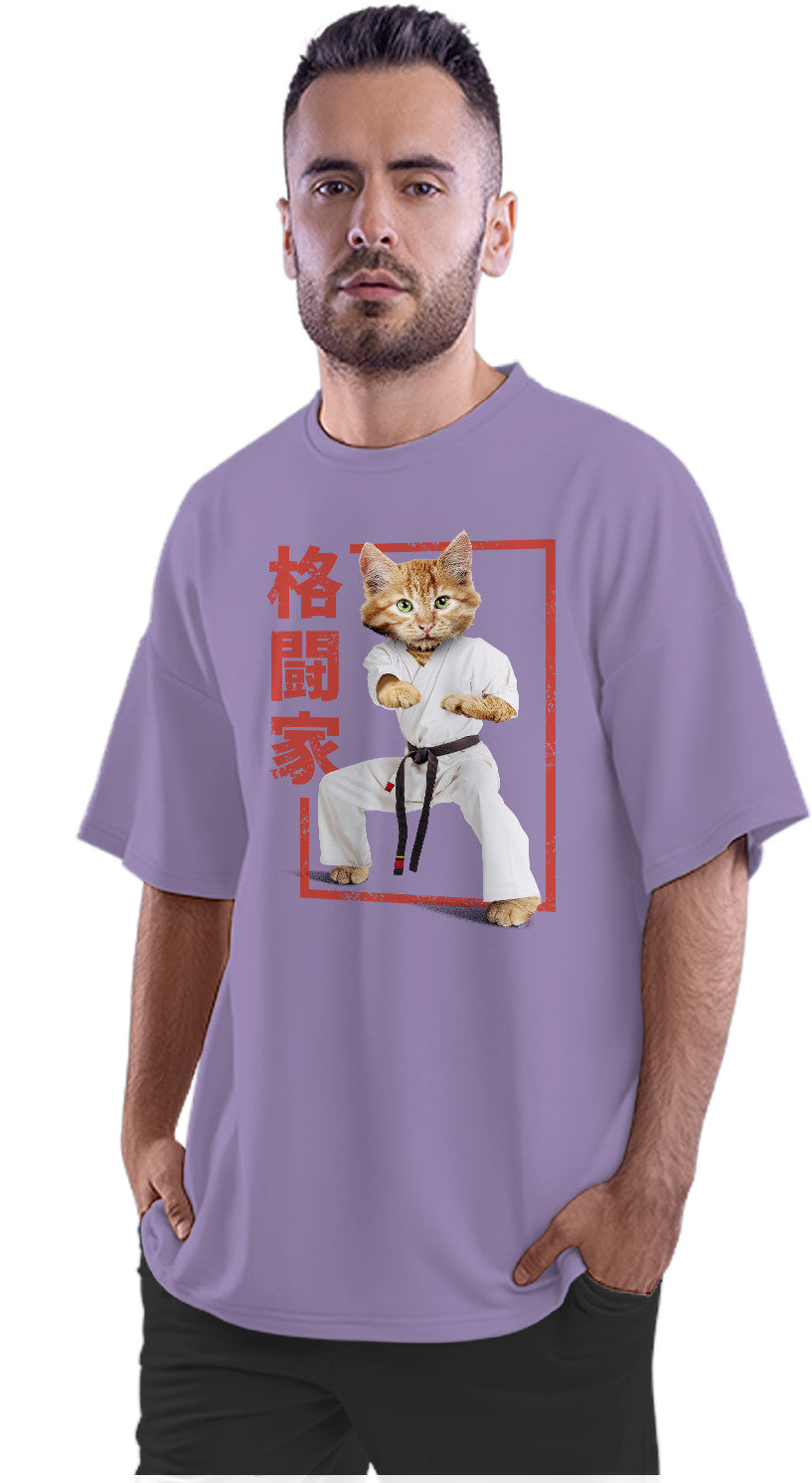 Black Belt - Karate Cat Oversized Unisex T-shirt
