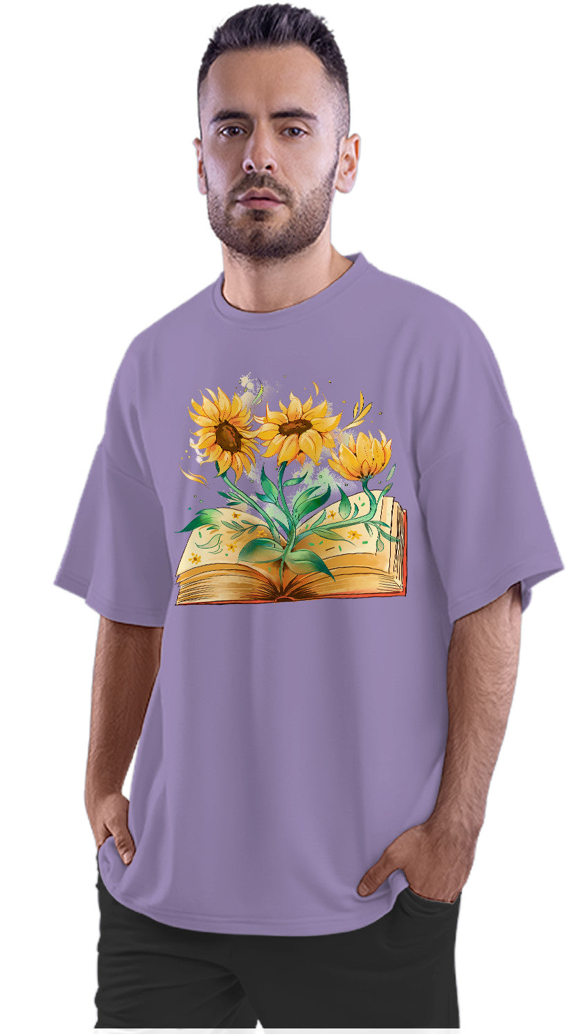 Sunflowers Growing Out Of Book Oversized Unisex T-shirt