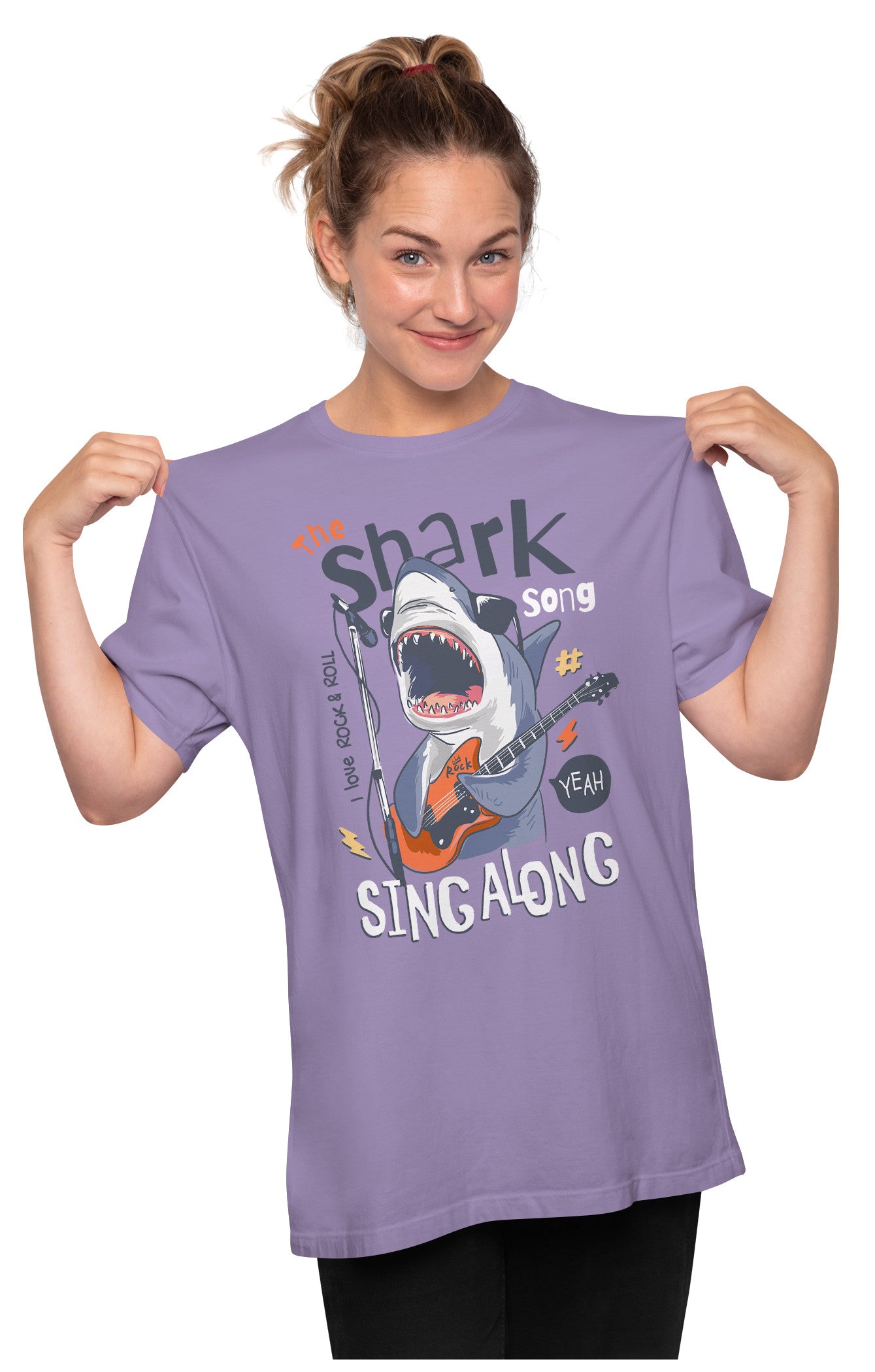 Rock and Roll Lead Guitar Shark Oversized Unisex T-shirt