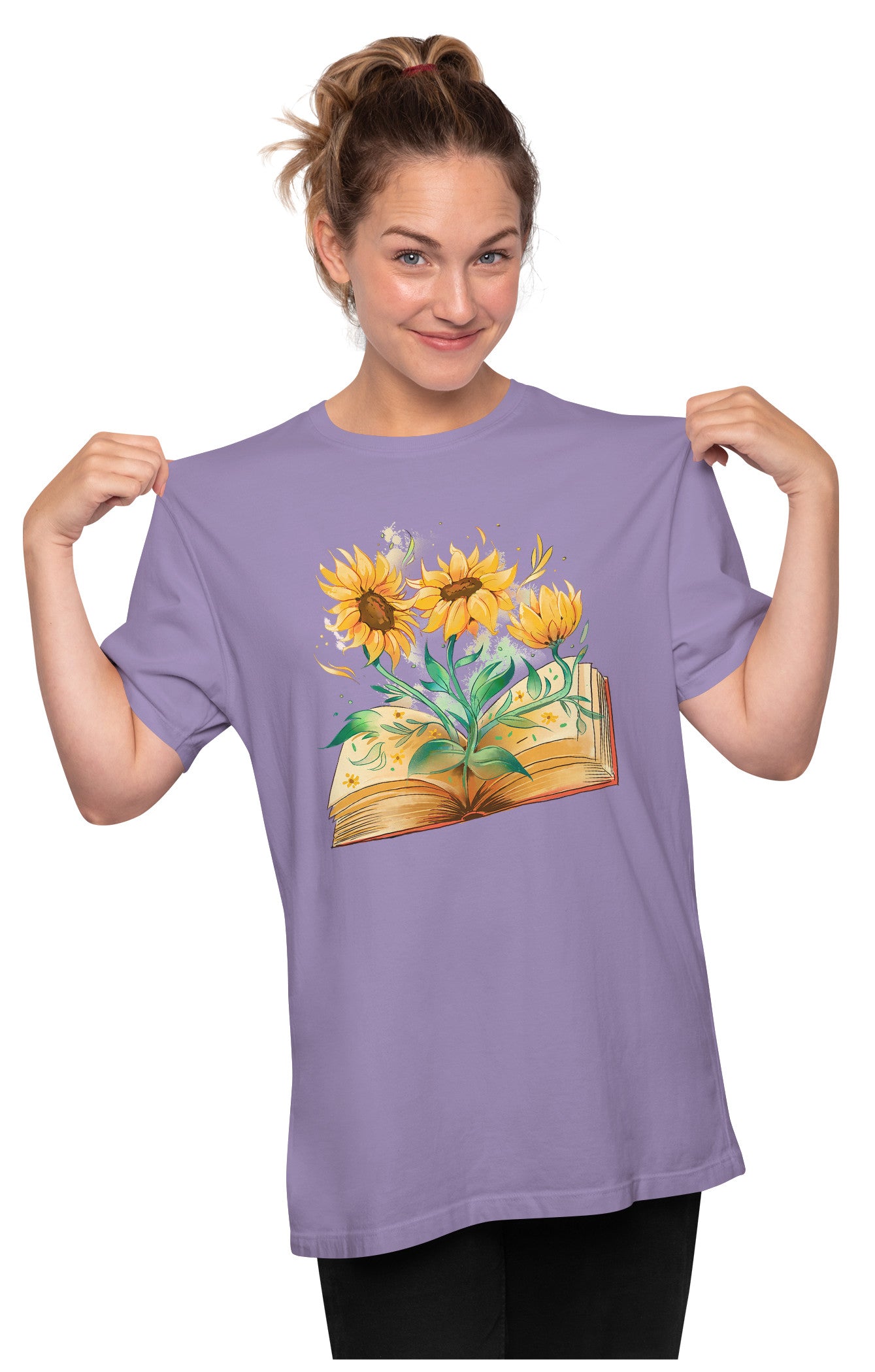 Sunflowers Growing Out Of Book Oversized Unisex T-shirt