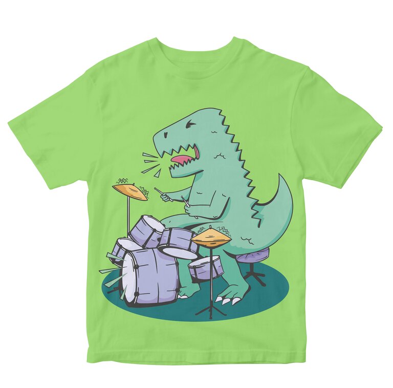 T-Rex Playing Drums - Dinosaur Drummer Kids