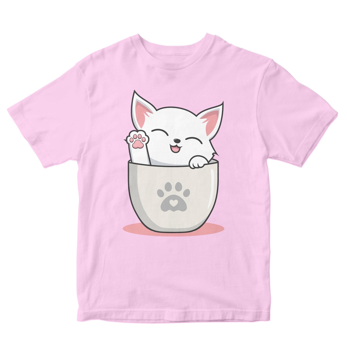 Cute Cat In Mug Illustration Kids T-Shirts