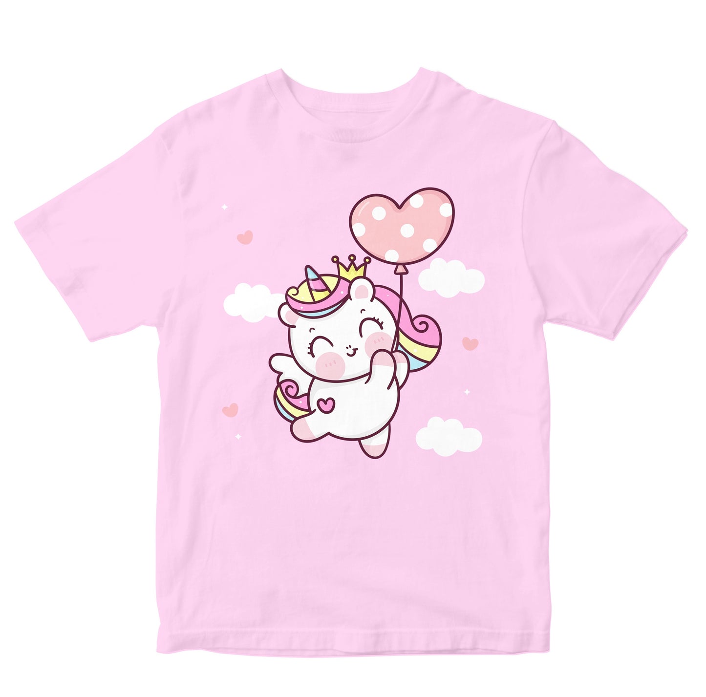 Cute Unicorn With Heart Balloon Kids T-Shirts