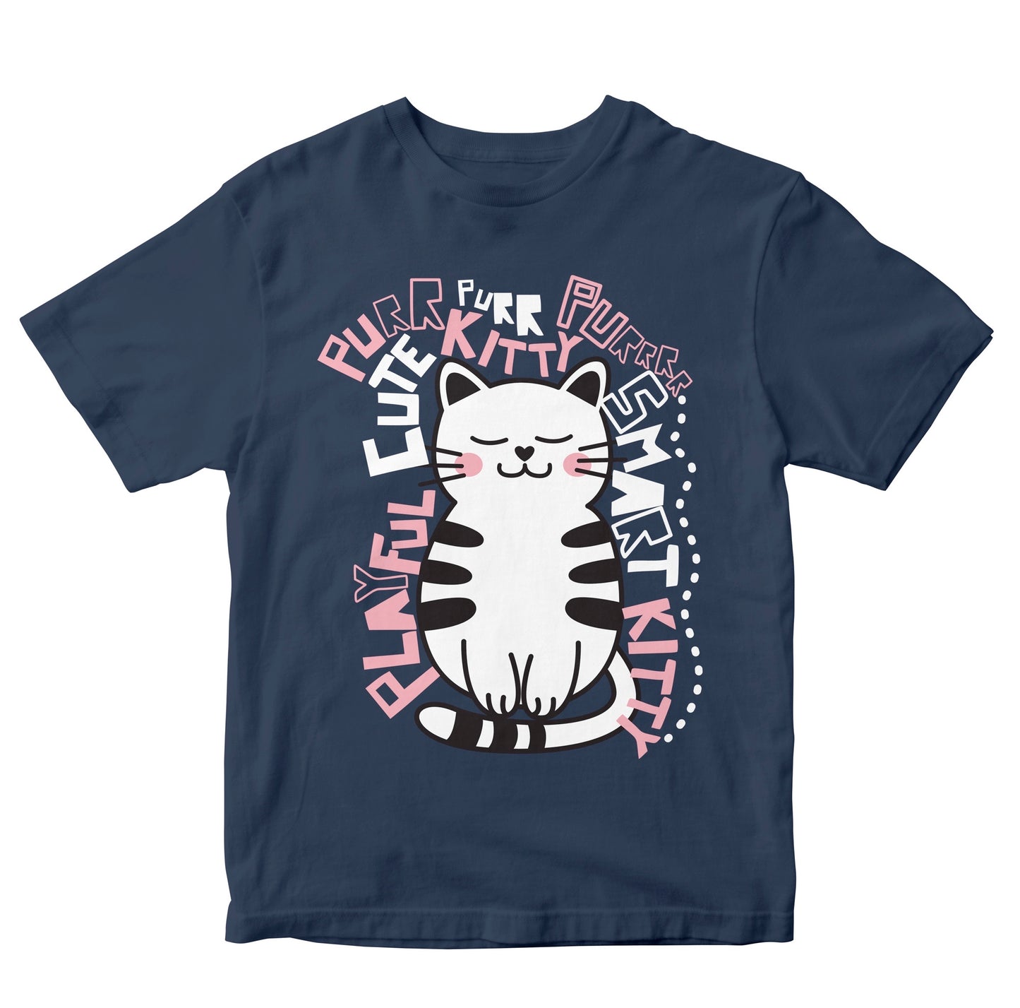 Cute Cat Surrounded By Words Kids