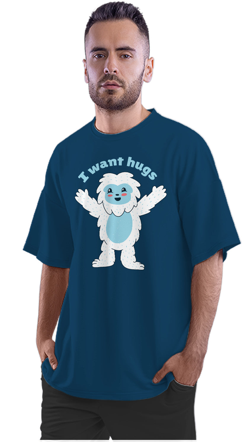 I Want Hugs Cute Sasquatch Oversized Unisex T-shirt