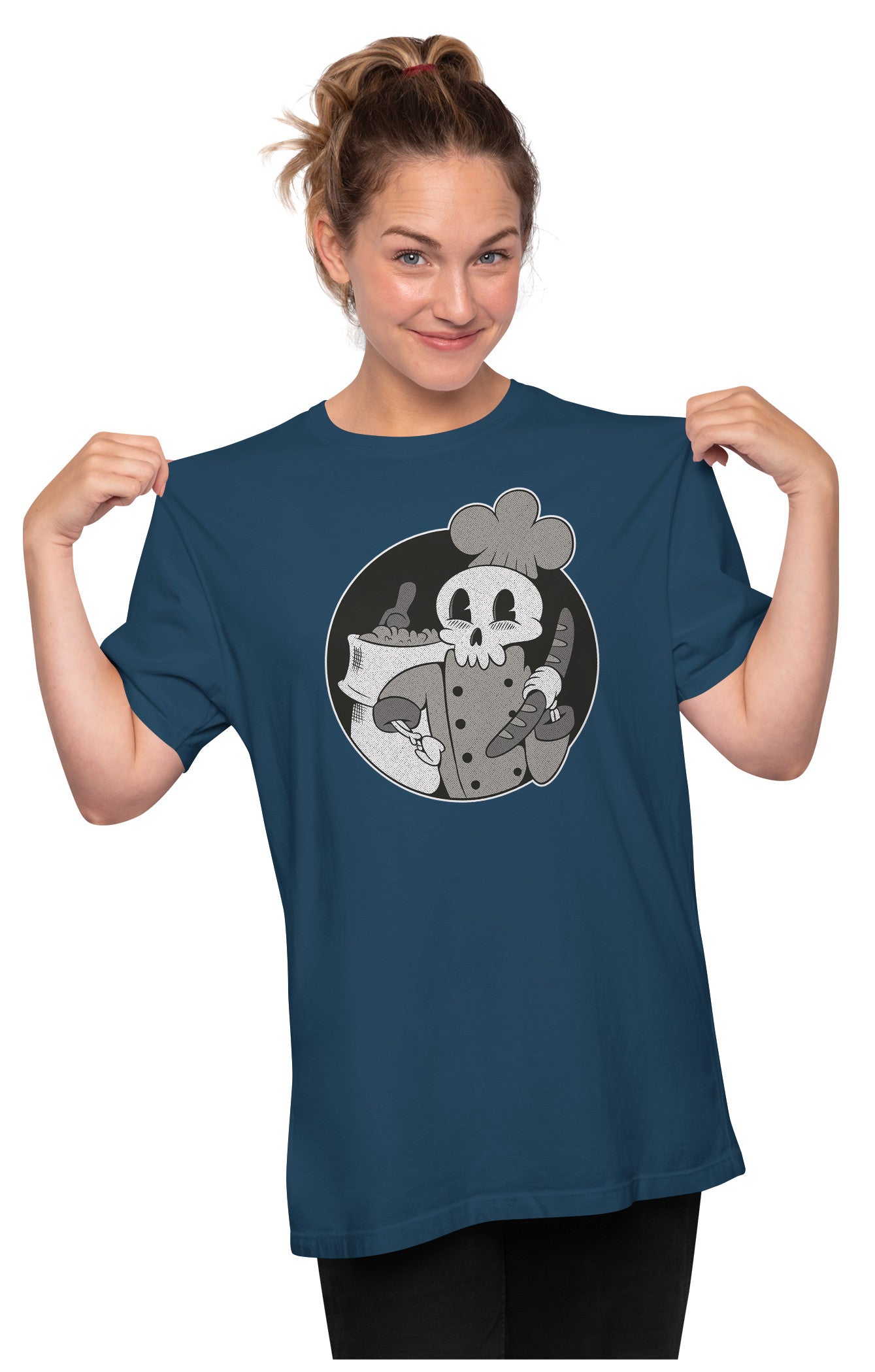 Skeleton Baker Retro Cartoon Oversized Unisex T-shirt