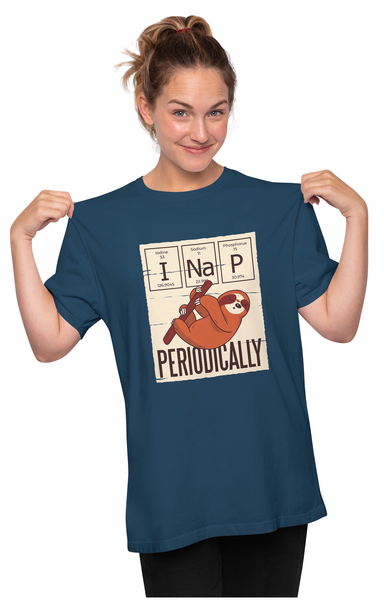I Nap Periodically - Periodic Table Sloth Oversized Unisex T-shirt