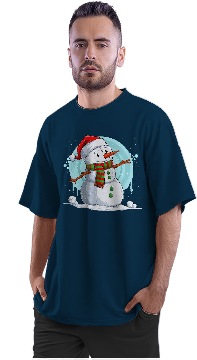Happy Christmas Snowman Oversized Unisex T-shirt