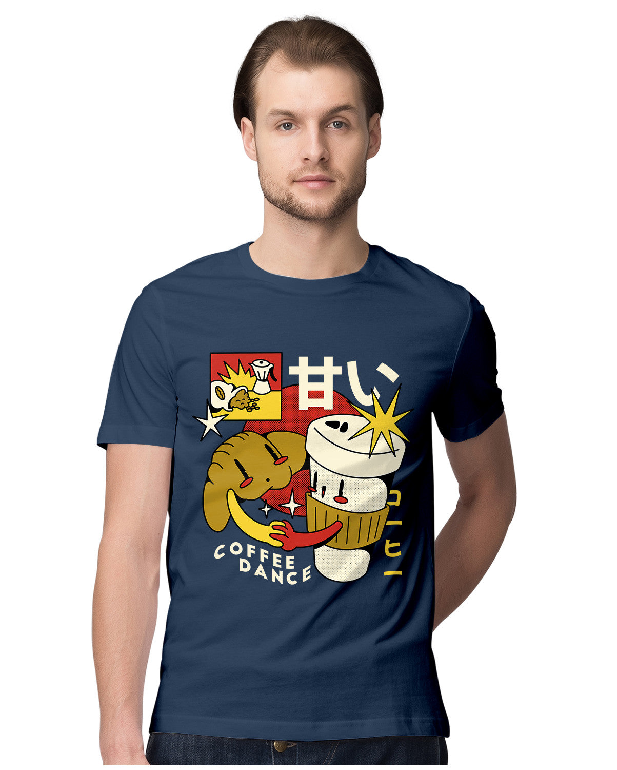 Coffee & Croissant Retro Cartoon