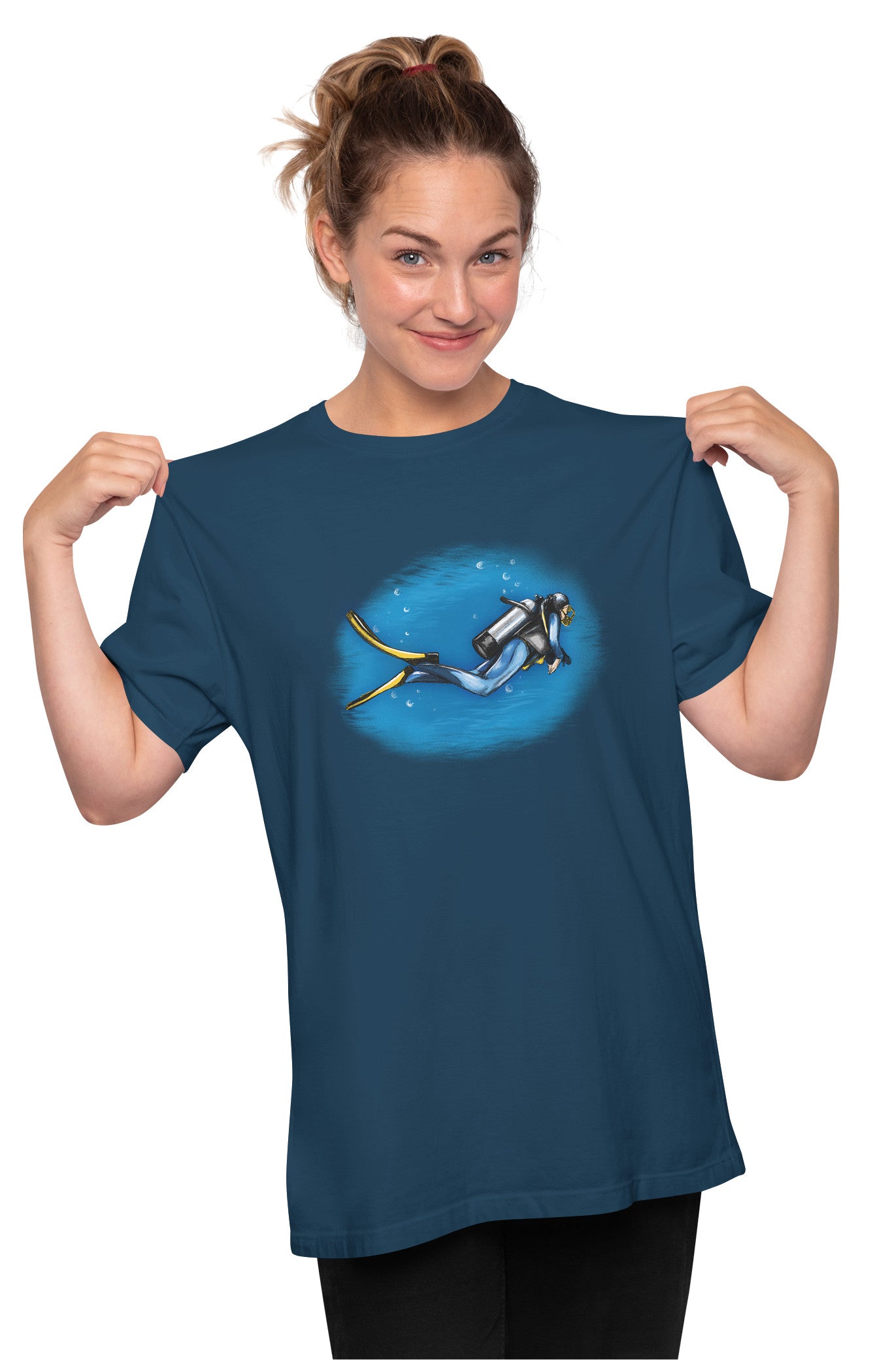 Scuba Diver Illustration - Artwork Oversized Unisex T-shirt