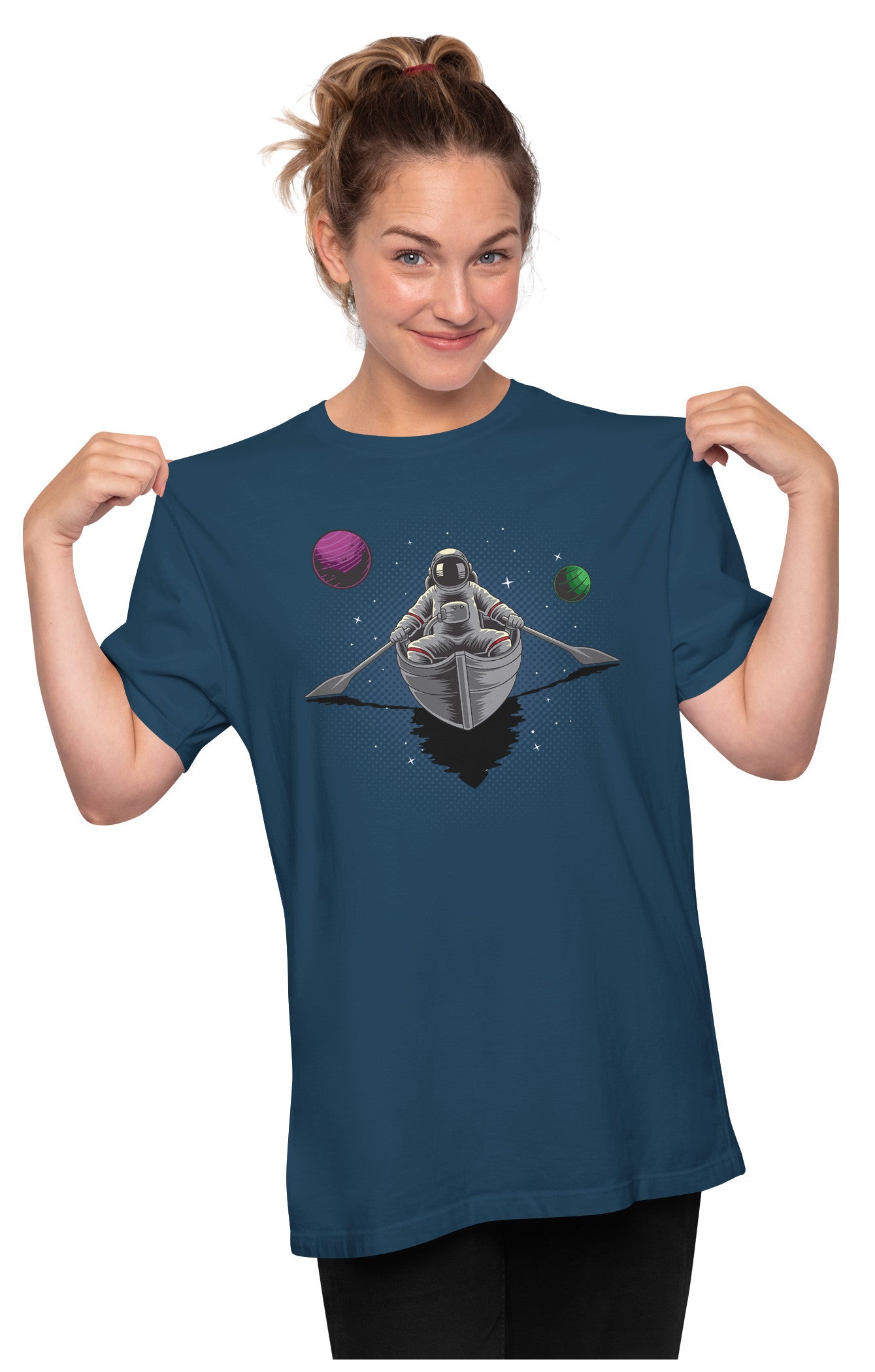Astronaut Boating Through Space & Time Oversized Unisex T-shirt