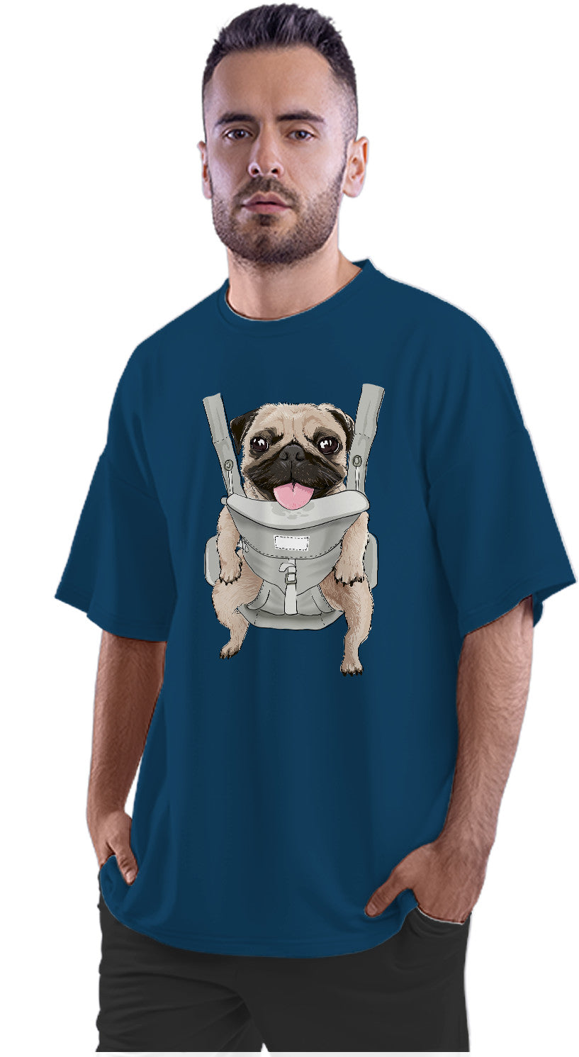 Cute Pug On Front Carrier Oversized Unisex T-shirt