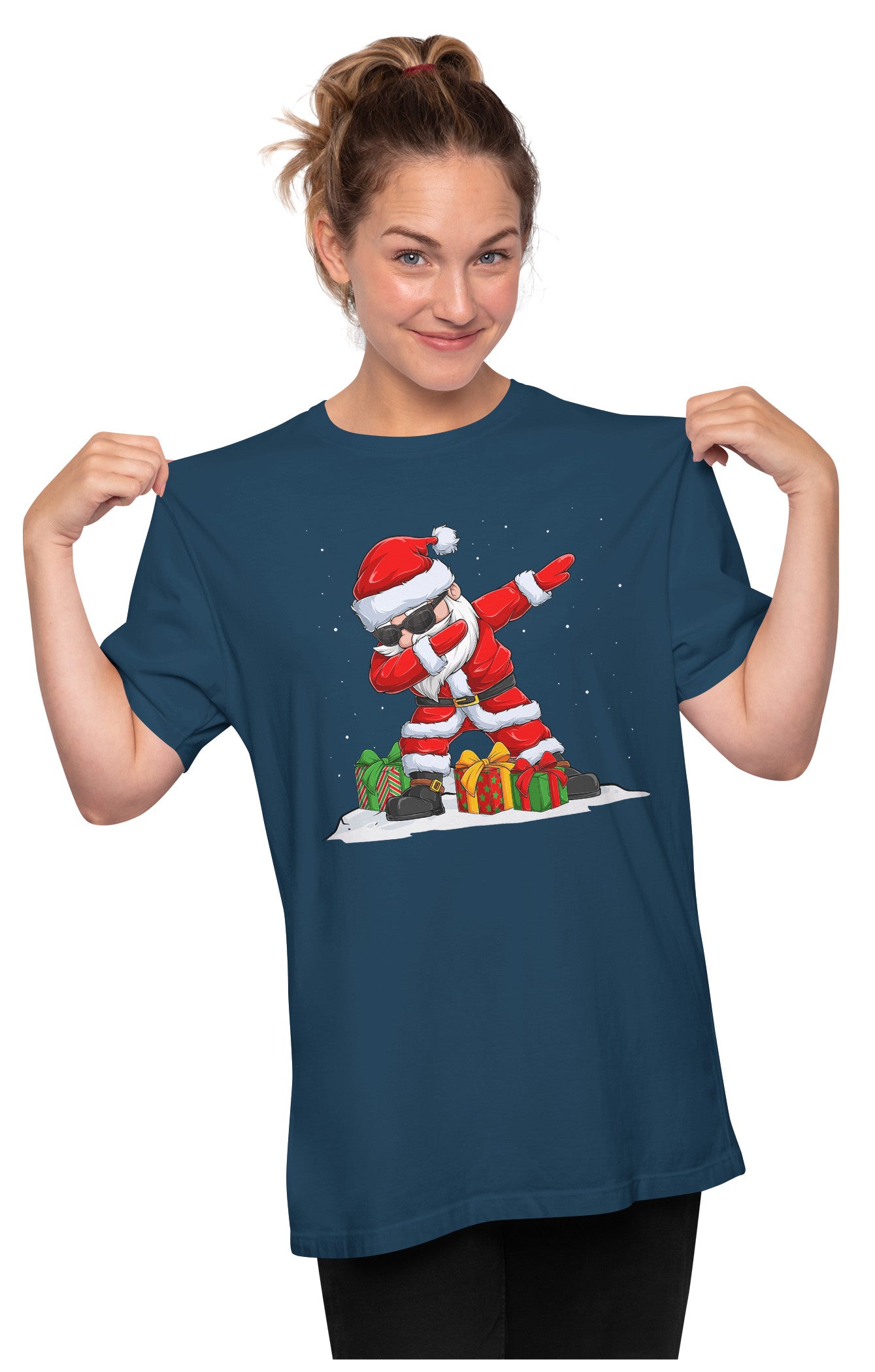 Cool Santa Dabbing Over Christmas Gifts Oversized Unisex T-shirts