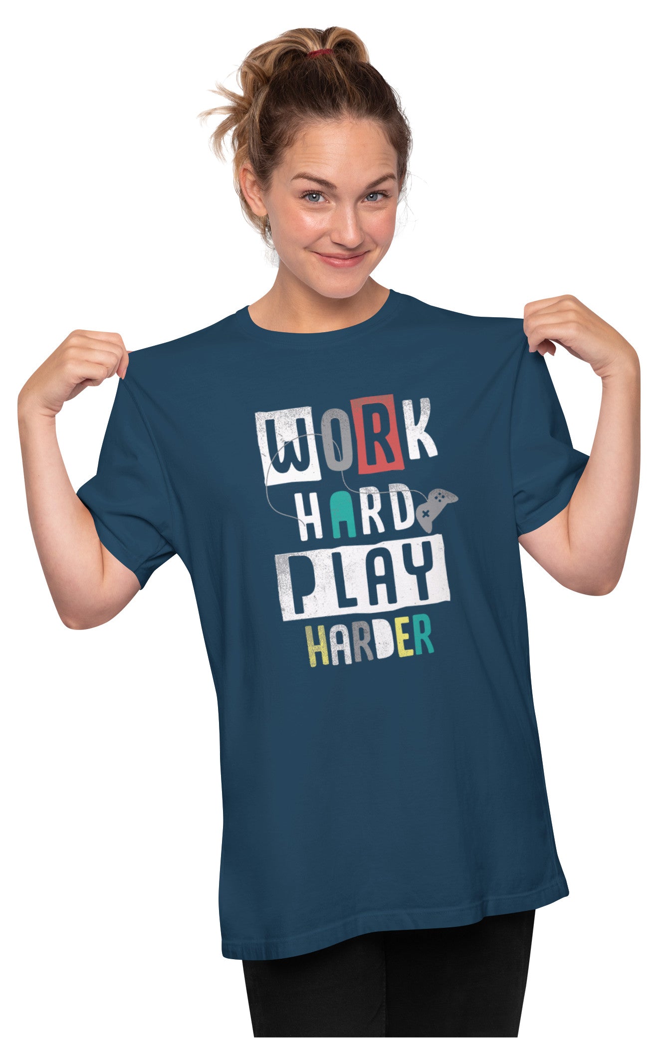 Work Hard, Play Harder - Gamer Oversized Unisex T-shirt