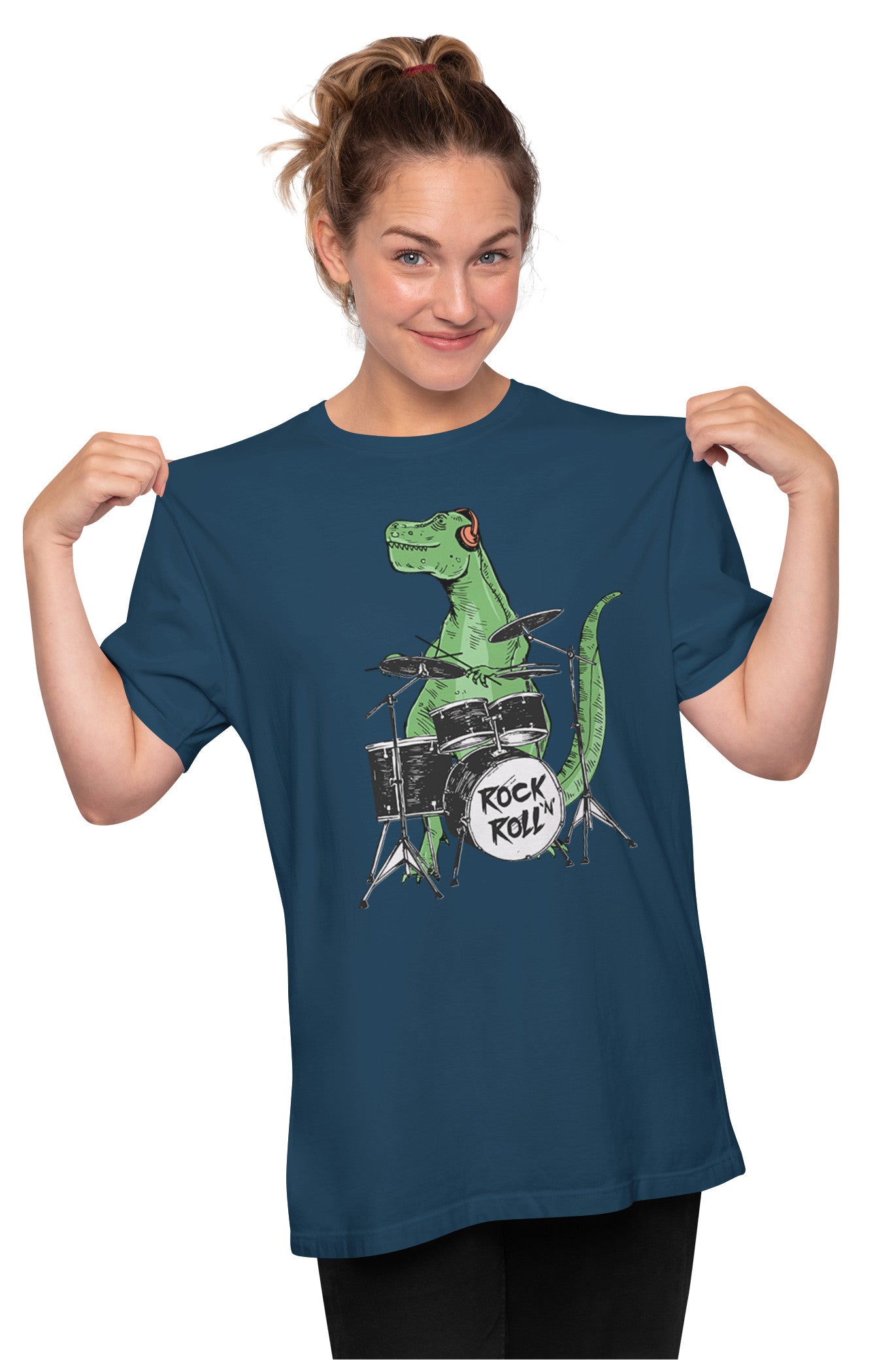 Rock & Roll Drummer T-Rex Oversized Unisex T-shirt
