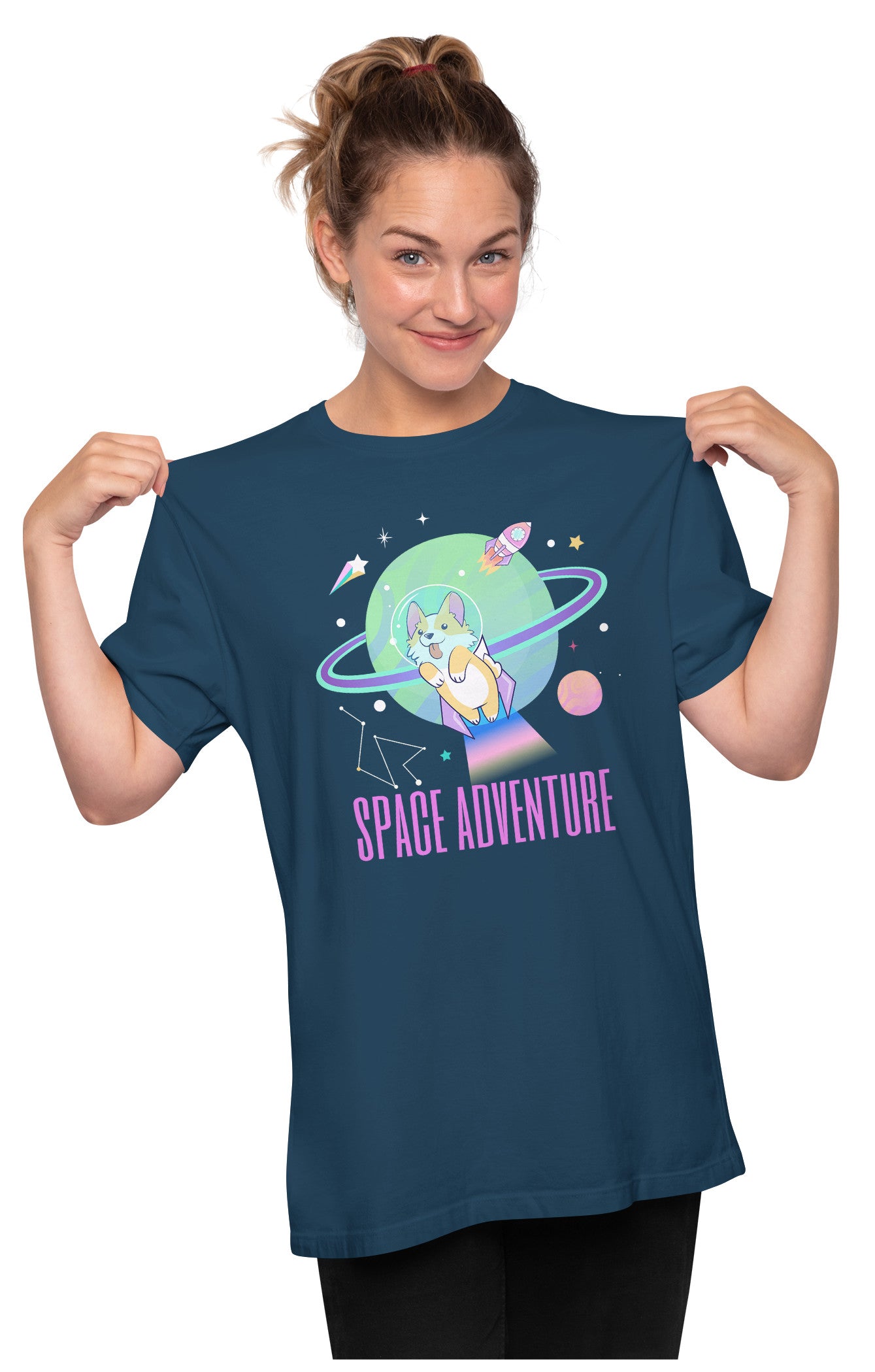 Space Adventure Corgi Astronaut Oversized Unisex T-shirt