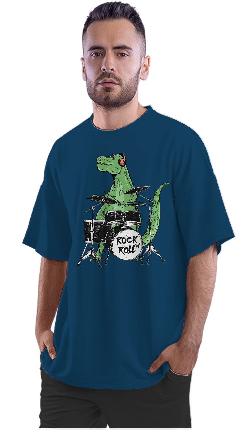 Rock & Roll Drummer T-Rex Oversized Unisex T-shirt