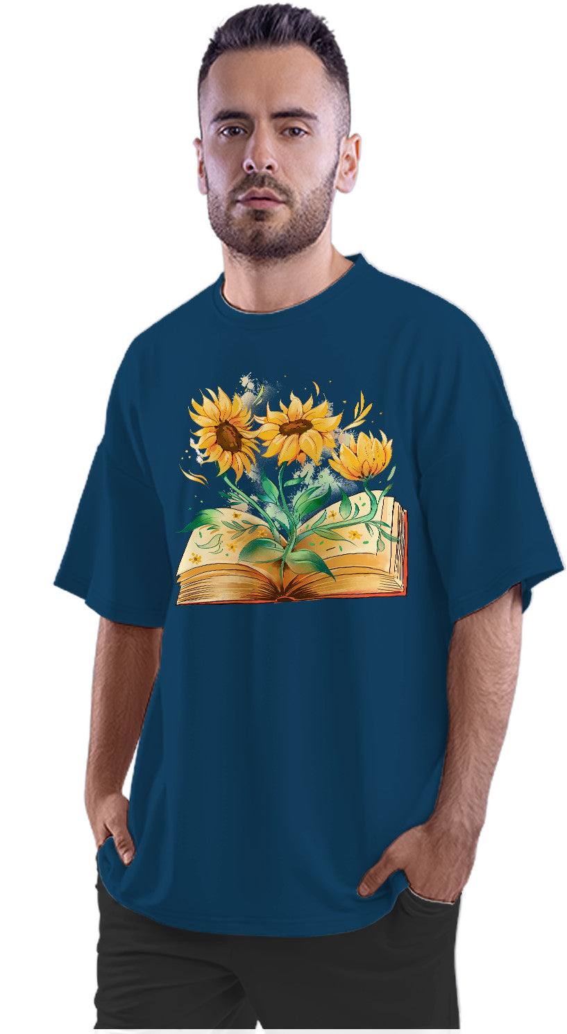Sunflowers Growing Out Of Book Oversized Unisex T-shirt