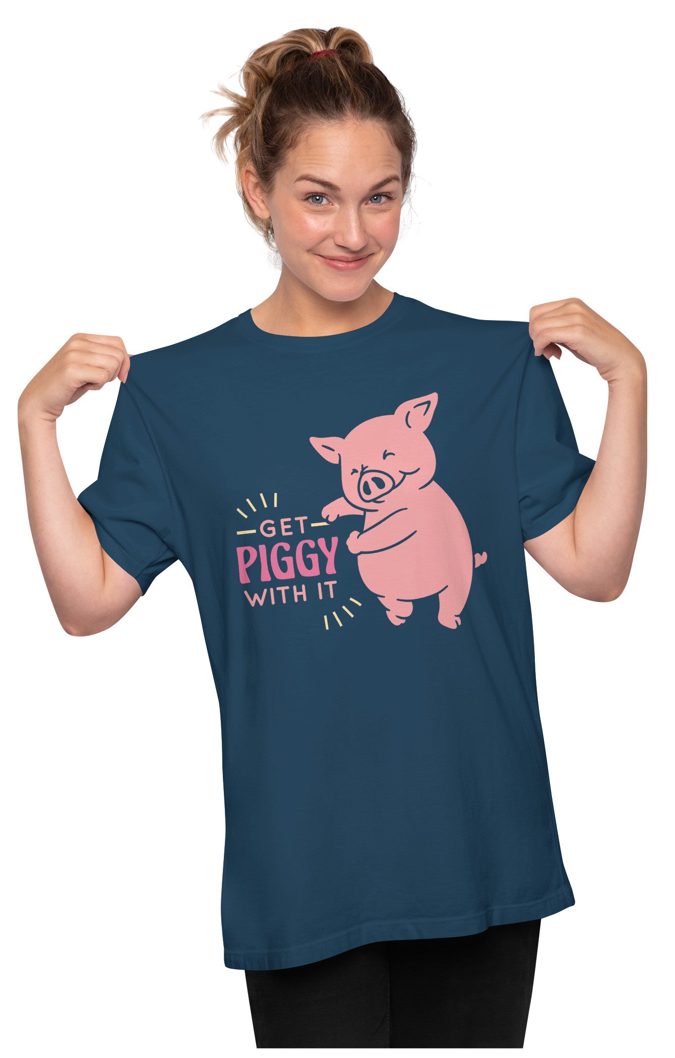 Get Piggy With It - Funny Jiggy Pig Oversized Unisex T-shirt