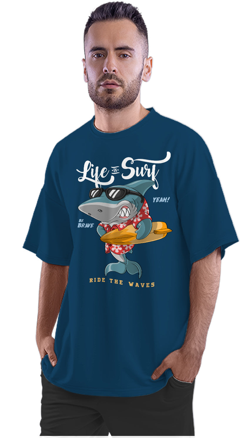 Cool Shark Surfer Dude Oversized Unisex T-shirt