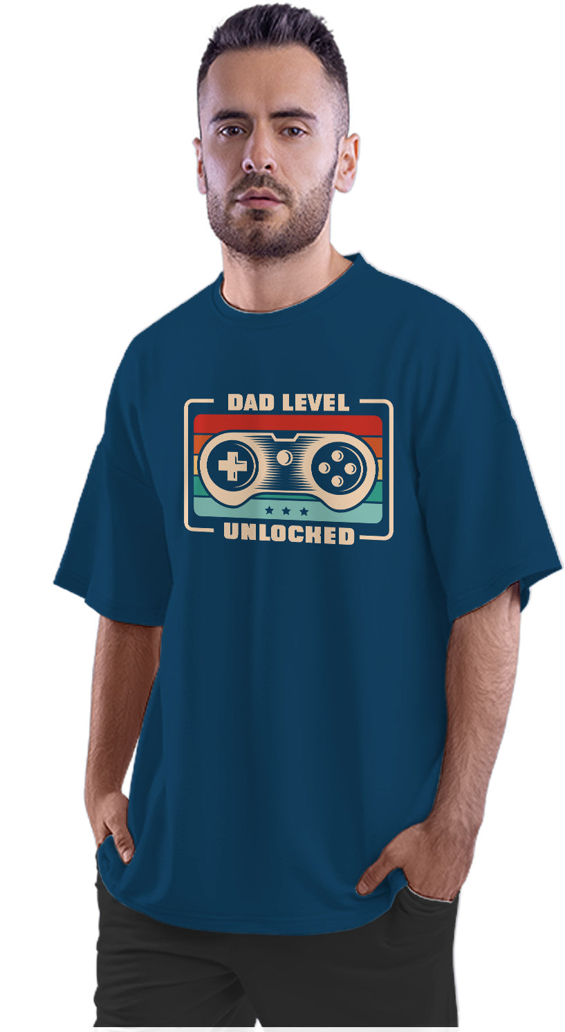 Dad Level Unlocked - Retro Gamer Oversized Unisex T-shirts
