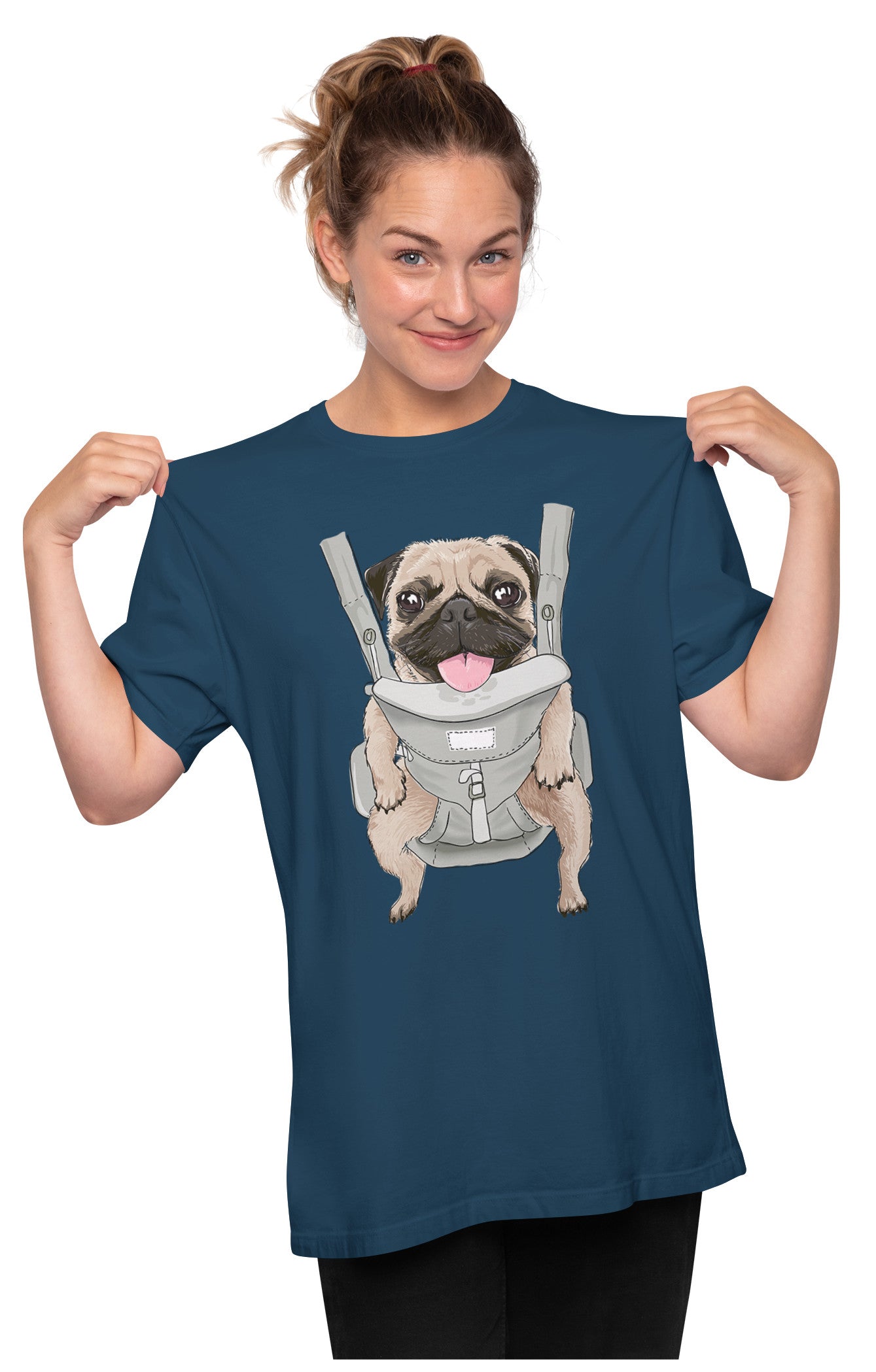 Cute Pug On Front Carrier Oversized Unisex T-shirt