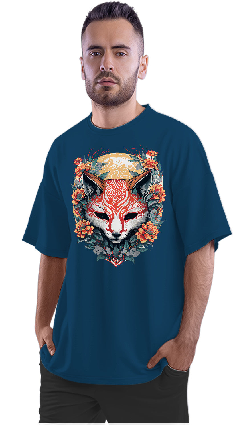 Kitsune Mask Artwork Oversized Unisex T-shirt