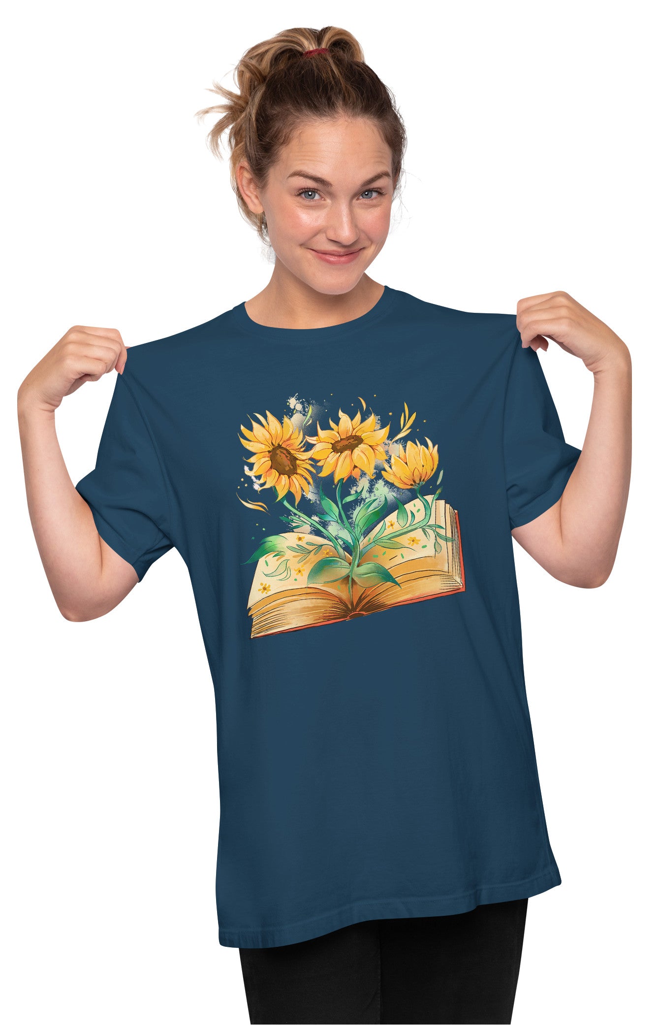 Sunflowers Growing Out Of Book Oversized Unisex T-shirt