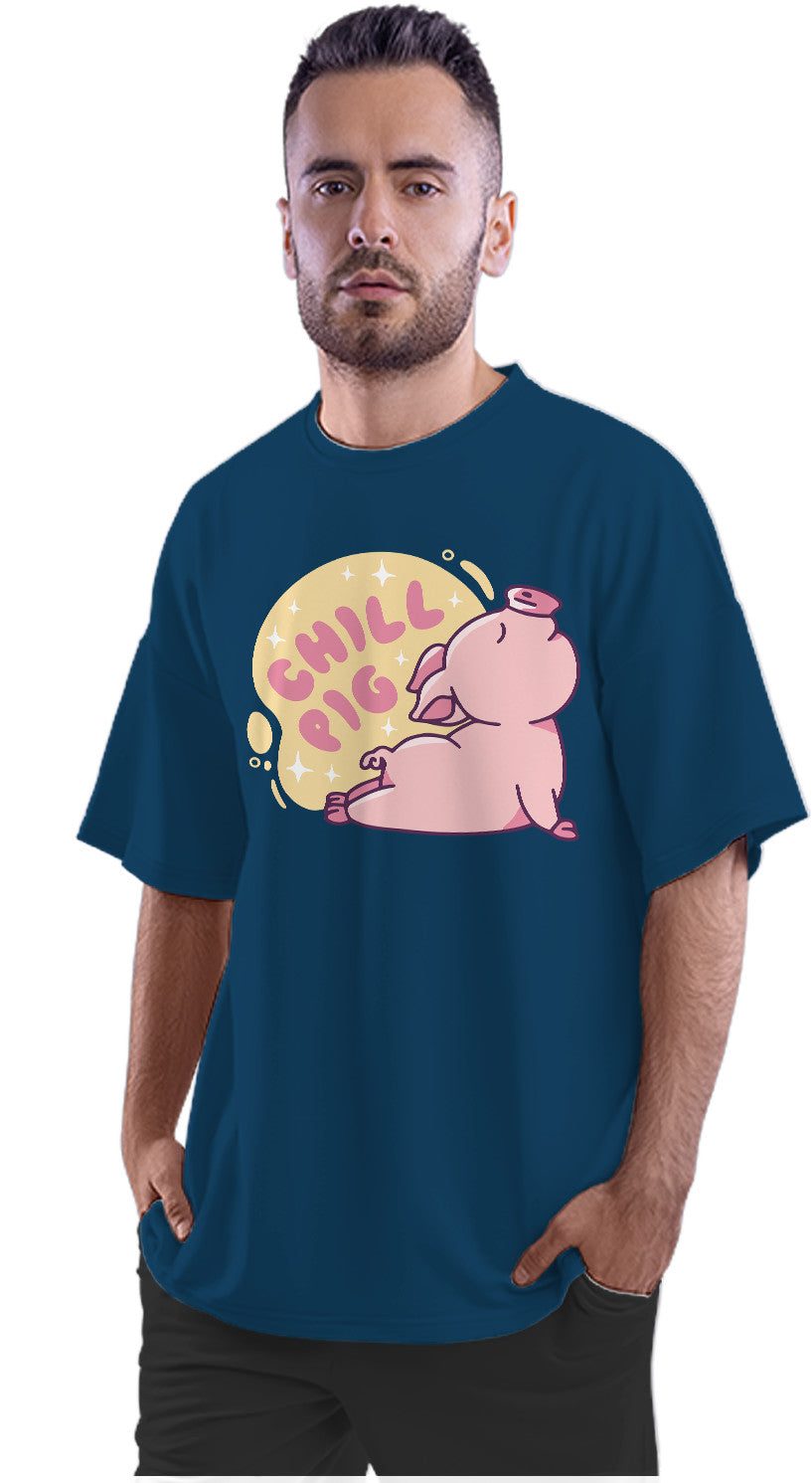 Chill Pig Doing Yoga Pose Oversized Unisex T-shirt
