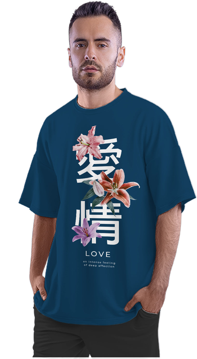 Love Floral Japanese Quote Oversized Unisex T-shirt